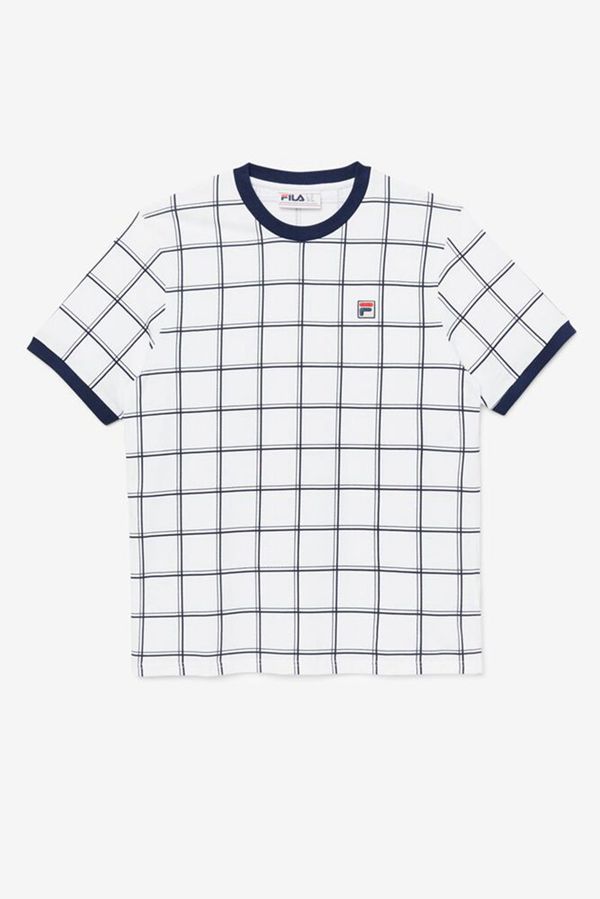 Camisetas Fila Hombre Blancas - Slate Ringer Checkered - España 028471ZDR